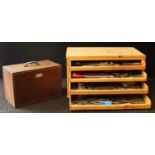 An engineers portable tool cabinet; a scratch built four drawer tool cabinet and tools including