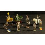 Toys and Juvenalia ? a collection of lead figures as knights in armour, mounted and on foot, various