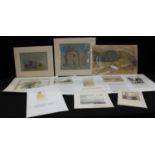 A collection of mostly unmounted sketches, watercolours and drawings, including Sir Walter Westley