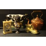 Boxes and Objetcs - a bronze bust of a maiden, 25cm high; a Victorian copper kettle; a cast metal