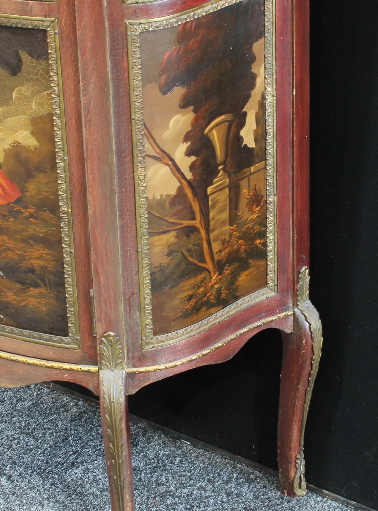 A Louis XV style metal mounted Vernis Martin inspired vitrine or display cabinet, pierced three- - Image 3 of 5