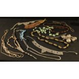 Decorative and Costume Jewellery - silver coloured metal necklace; a beadwork fringe necklace;