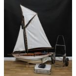 A Marina Modelling 1:12th scale scratch built radio controlled sailing yacht, 130cm long,