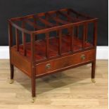 A George III style mahogany five section Canterbury, rectangular gallery above a frieze drawer,