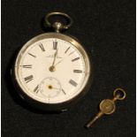 A 19th century silver Waltham pocket watch, Birmingham 1898