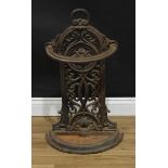 A Coalbrookdale style cast iron walking stick or umbrella stand, cast throughout with scrolling