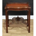A George III style Chinese Chippendale design 'tray top' occasional table, shaped rectangular top