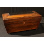 A Regency rosewood sarcophagus tea caddy, 32cm wide