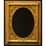 A rectangular gilt framed looking glass, oval plate, 55.5cm x 45.5cm