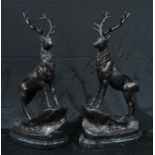 J. Moigniez, after, a pair of bronzed metal stags, 43cm high (2)