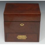 Medical - a 19th century mahogany rectangular apothecary box, hinged cover enclosing and arrangement