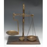 A set of 19th century brass shop counter balance scales, by Bartlett & Son, Bristol, the beam