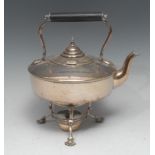 A late Victorian silver tea kettle burner, Charles Stuart Harris, London 1888; a silver-plated tea