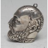 A Victorian silver novelty patent vesta case, as the head of the Prince of Wales (later Edward VII),