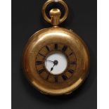A late Victorian 18ct gold lady's half-hunter fob watch, Payne & Co., London, movement numbered