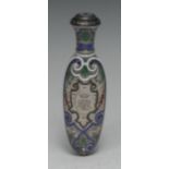 A 19th century French Renaissance Revival silver and enamel scent bottle, recto and verso centred by