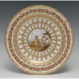 A Derby Chatsworth Service Named View shaped circular plate, painted by George Robertson, Scaleby