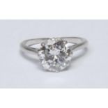 A diamond solitaire ring, round old brilliant cut diamond , measuring approximately 8.25mm x 4.71mm,