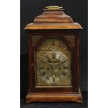 A George III fruitwood bracket clock, 17cm arched brass dial inscribed Bartholomew Devis, London,