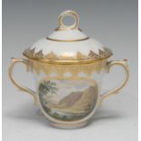 A Derby Named View caudle cup and cover, painted by Zachariah Boreman, Near Derby and Near Belper,