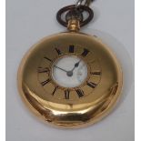 A late Victorian 18ct gold half-hunter pocket watch, by J.W. Benson, London, inscribed with Roman