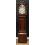 A Post-Regency Scottish mahogany longcase clock, 33cm arched painted dial inscribed John