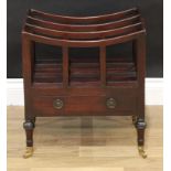 A George IV mahogany three-section Canterbury, of small and neat proportions, bowed divisions,