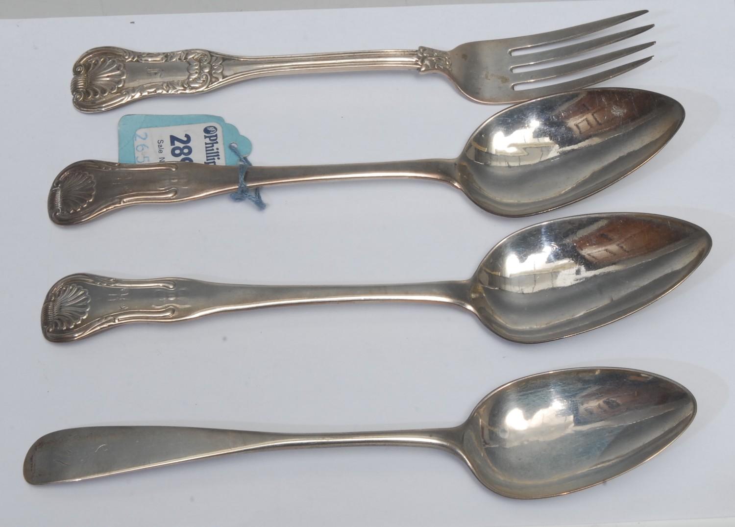 A pair of Scottish silver single-struck Hourglass pattern tablespoons, maker's mark only, Colin C