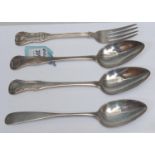 A pair of Scottish silver single-struck Hourglass pattern tablespoons, maker's mark only, Colin C