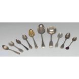 A collection of silver flatware, various forms, dates and makers, mostly 19th century, 9.25oz