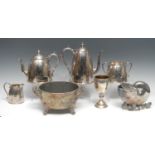 A Victorian E.P.N.S four piece tea and coffee service, by Elkington & Co, comprising teapot,