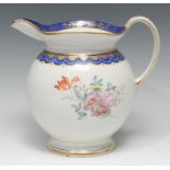 A Derby globular ewer, with flared rim, painted by Edward Withers, with bouquet of colourful