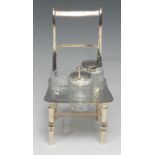 A gilt E.P.N.S novelty cruet set, as an oversized chair, 20cm high, James Dixon & Sons