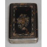 An 18th century silver, tortoiseshell and pique rounded rectangular snuff box, hinged cover, stand-