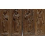 A set of four South European Baroque poplar hagiographic panels, carved in relief with Saints Jude