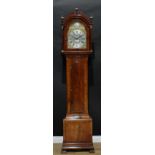A George III design mahogany longcase clock, 30cm arched brass dial inscribed Joseph Andrews,