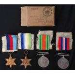 WW2 British Merchant Navy Casualty Medal Group comprising of 1939-45 Star, Atlantic Star, War