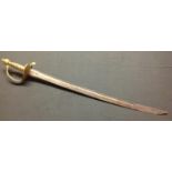 Georgian Cutlass with fullered single edged blade 63cm in length, marked the Crown GR to both sides,