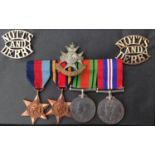 WW2 British Notts & Derbys Medal Group comprising of 1939-45 Star, Burma Star, Defence Medal and War