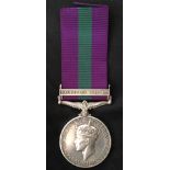 British GRVI General Service Medal with Palestine 1945-48 Clasp to T14453784 Sjt AS Loomes, RA.