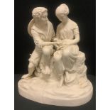 A 19th century Copeland Parian figure of Paul and Virginia, modelled by C. Cumberworth, both