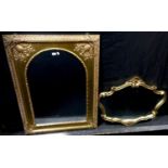 A modern gilt framed mirror; another, cartouche shaped (2)