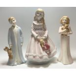 A Pair of Royal Worcester figures, And So To Bed, sculpted by Richard Moore, NSPCC figurines of