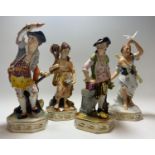 A set of four Royal Crown Derby figures, The Elements, Water stands barefoot holding a fishing net