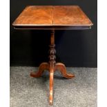 A 19th century mahogany tilt top occasional table, rectangular top, octagonal, shaped column,