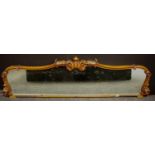 A Victorian mirror, shaped walnut frame (formerly sideboard mirror back) 56cm x 178cm