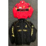 Motorsport - a black Lamborghini jacket, size XL; another child's Ferrari, approx size age 8/12 (2)