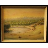 Bryan Cooper New York Skyline from Central Park signed, oil on board, 56cm x 70cm