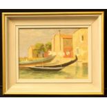 Alan Gourley Venetian Motif signed, label to verso, oil on board, 25cm x 34cm