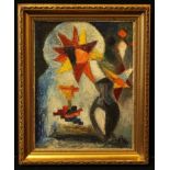 Contemporary French School Vase and Moorish Window oil on board, 33.5cm x 27cm